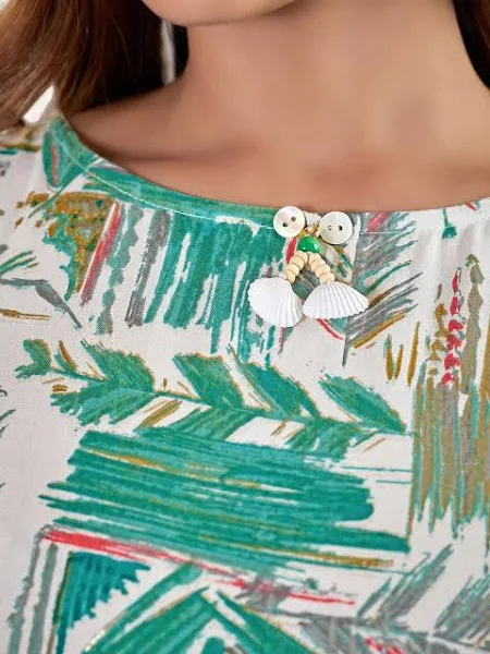 AMOUS Women's Floral Printed Boat Neck Sleeveless Kurti