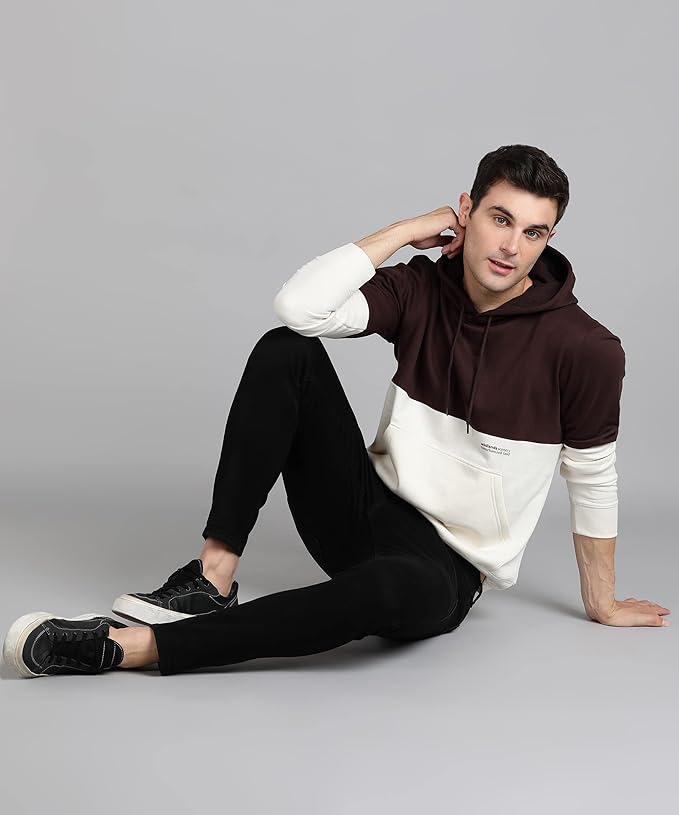 Alan Jones Clothing Men's Colorblocked Cotton Hoodies Sweatshirt