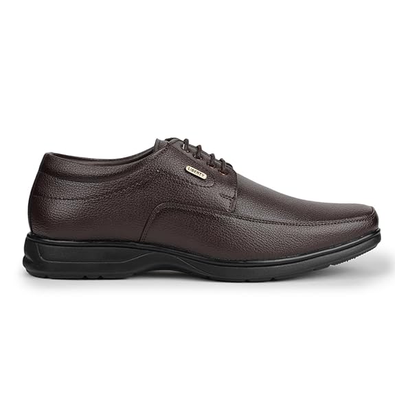 Liberty Fortune HOL-131E Men’s Formal Derby Shoes - Black, Brown - Synthetic Leather Lace-Up with Cushioned Footbed - Stylish Office Footwear - Comfortable and Lightweight