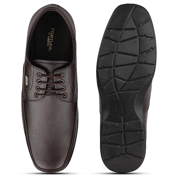 Liberty Fortune HOL-131E Men’s Formal Derby Shoes - Black, Brown - Synthetic Leather Lace-Up with Cushioned Footbed - Stylish Office Footwear - Comfortable and Lightweight