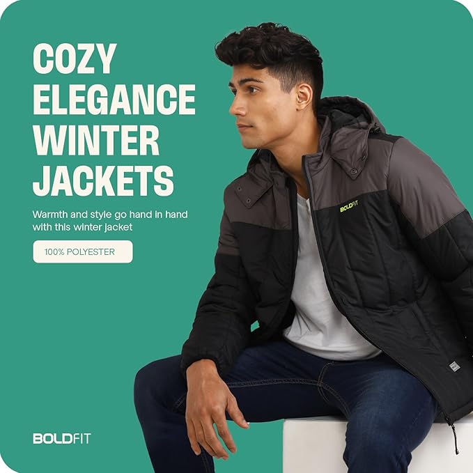 Boldfit jackets for men stylish latest puffer winter jacket for men standard length jacket man full sleeves bomber jackets for man winter wear with hoodie sweatshirt