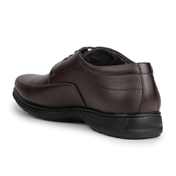 Liberty Fortune HOL-131E Men’s Formal Derby Shoes - Black, Brown - Synthetic Leather Lace-Up with Cushioned Footbed - Stylish Office Footwear - Comfortable and Lightweight