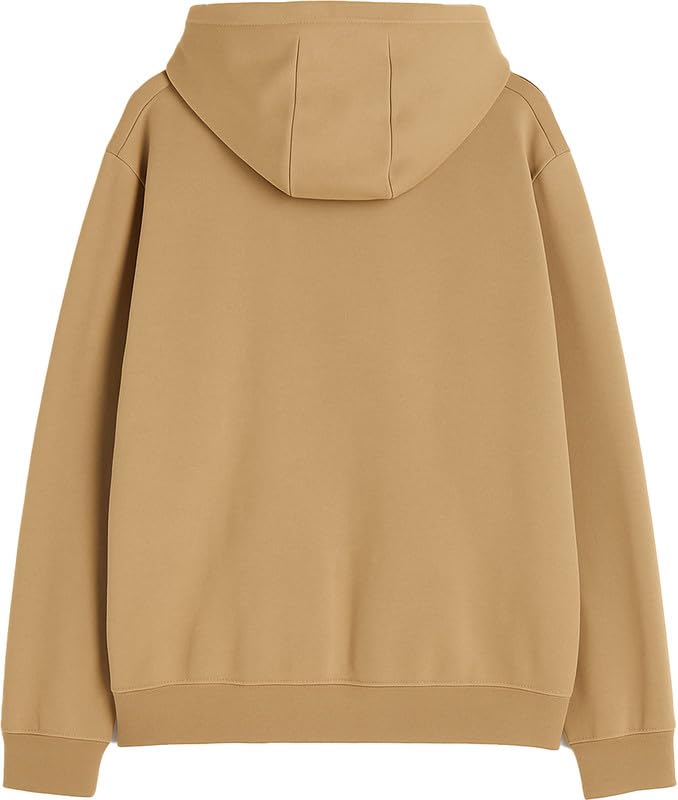 Beige Casual Hoodie