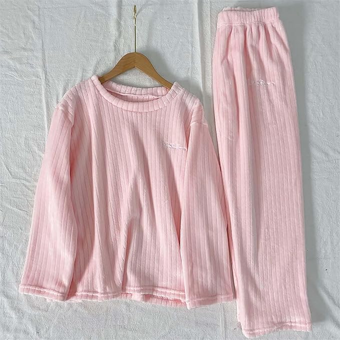 Winter Nightwear Sets for Women | Warm and Comfortable – Coral Fleece | Soft Comfy Fleece Pjs Pullover Pants Loose Plush 2 Piece Sleepwear for Winter