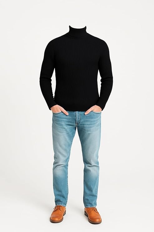 Men’s Highneck Pullover Sweater – Stylish Winter Wear, Soft Cotton Knit, Casual & Office Use