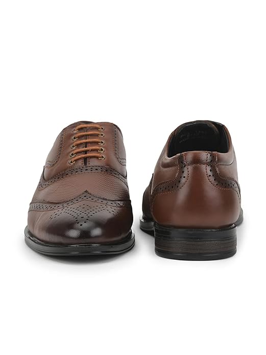 Liberty Fortune HOL-125E – Premium Leather Oxford Brogue Lacing Formal Shoes – Stylish, Cushioned & Non-Slip – Business, Wedding, Office Wear – Black, Brown, Tan – Shoes for Men Formal