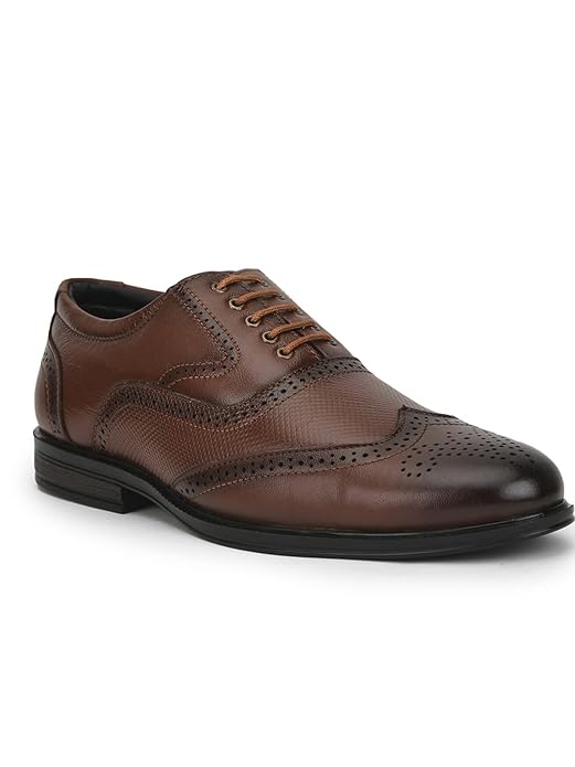 Liberty Fortune HOL-125E – Premium Leather Oxford Brogue Lacing Formal Shoes – Stylish, Cushioned & Non-Slip – Business, Wedding, Office Wear – Black, Brown, Tan – Shoes for Men Formal