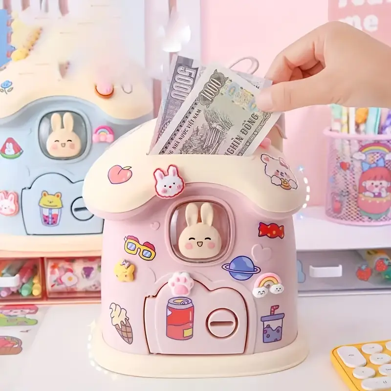 กระปุกออมสินพร้อมกุญแจ, ตกแต่งโต๊ะกระต่ายอีสเตอร์สร้างสรรค์, และของประดับ DIY ทำมือพร้อมสติกเกอร์ติดเลือกได้สีแดงและชมพู