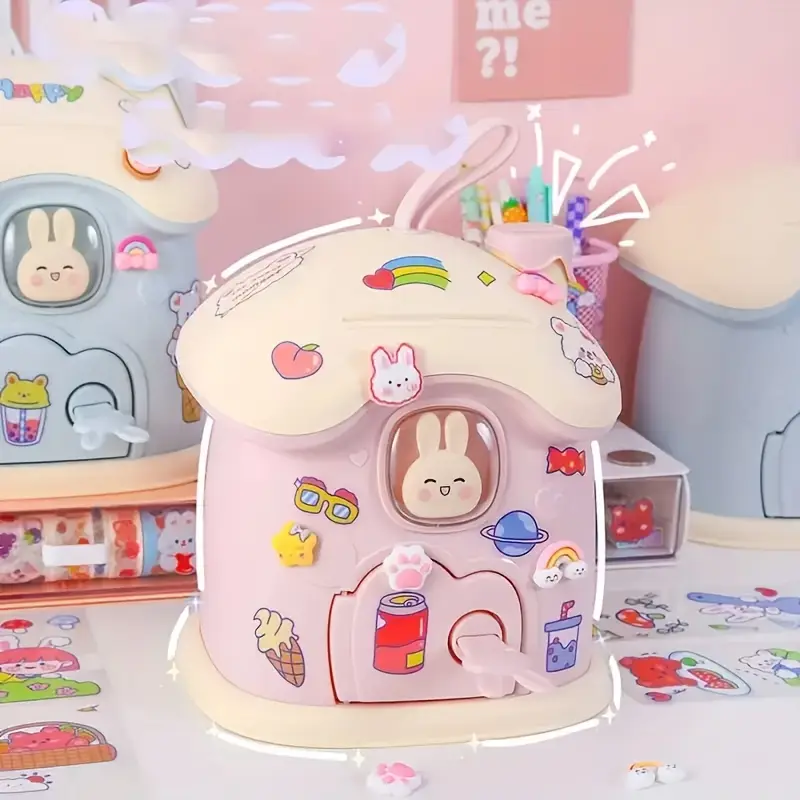 กระปุกออมสินพร้อมกุญแจ, ตกแต่งโต๊ะกระต่ายอีสเตอร์สร้างสรรค์, และของประดับ DIY ทำมือพร้อมสติกเกอร์ติดเลือกได้สีแดงและชมพู