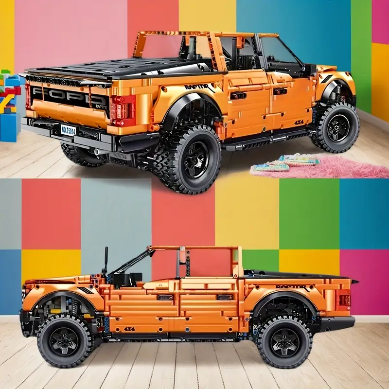 2025 บล็อกตัวต่อรถกระบะสีส้มใหม่, ดีไซน์โดดเด่น, ของเล่นวิศวกรรม DIY ระดับพรีเมียมสำหรับผู้ใหญ่ 