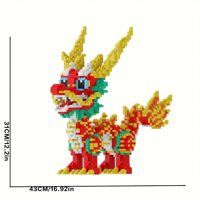 10229 ชิ้น ชุดสร้างรูปทรง 3 มิติของมังกรจีน