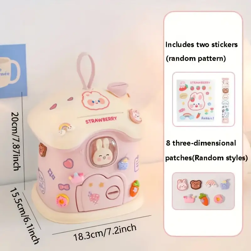 กระปุกออมสินพร้อมกุญแจ, ตกแต่งโต๊ะกระต่ายอีสเตอร์สร้างสรรค์, และของประดับ DIY ทำมือพร้อมสติกเกอร์ติดเลือกได้สีแดงและชมพู