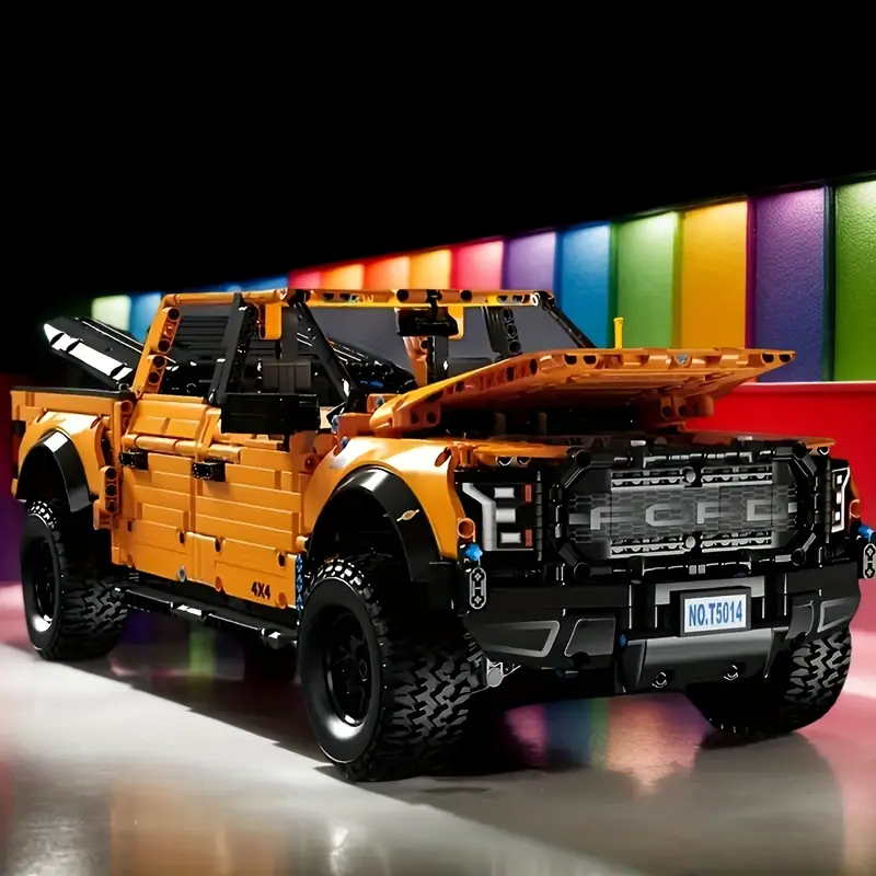 2025 บล็อกตัวต่อรถกระบะสีส้มใหม่, ดีไซน์โดดเด่น, ของเล่นวิศวกรรม DIY ระดับพรีเมียมสำหรับผู้ใหญ่ 