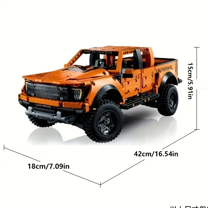 2025 บล็อกตัวต่อรถกระบะสีส้มใหม่, ดีไซน์โดดเด่น, ของเล่นวิศวกรรม DIY ระดับพรีเมียมสำหรับผู้ใหญ่ 