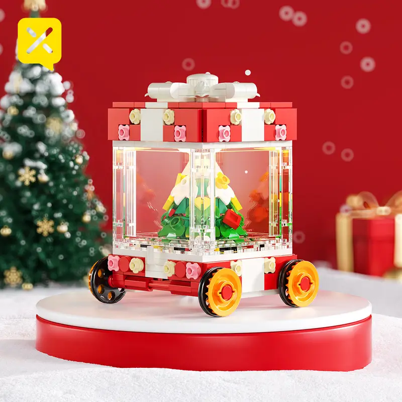 1461 ชิ้น รถไฟคริสต์มาส ฉบับสะสมพร้อมห้องโดยสารขนส่งของขวัญแบบเคลื่อนไหว