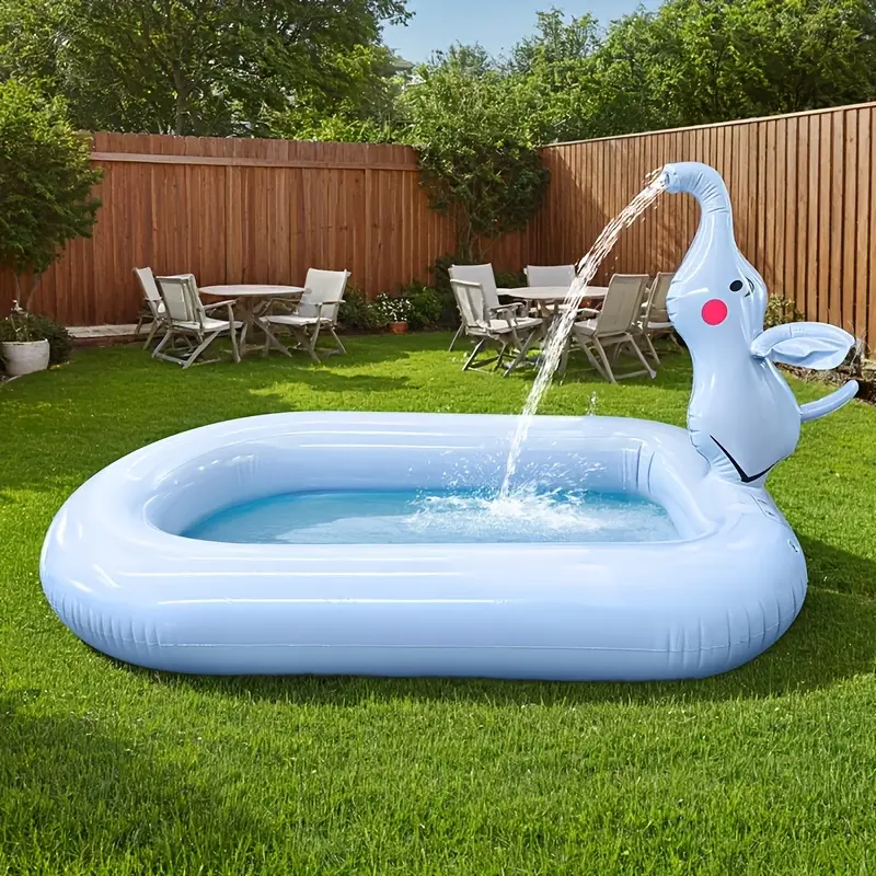 สระน้ำเล่นลมช้างน้อยใหม่ ทำจากวัสดุ PVC ทนทาน พับเก็บได้และพกพาสะดวก