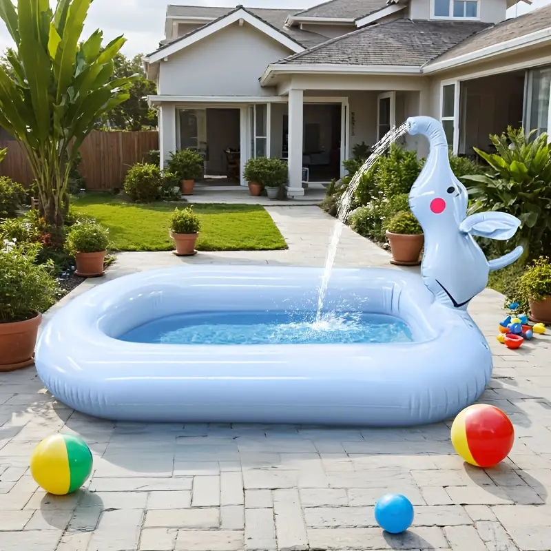 สระน้ำเล่นลมช้างน้อยใหม่ ทำจากวัสดุ PVC ทนทาน พับเก็บได้และพกพาสะดวก