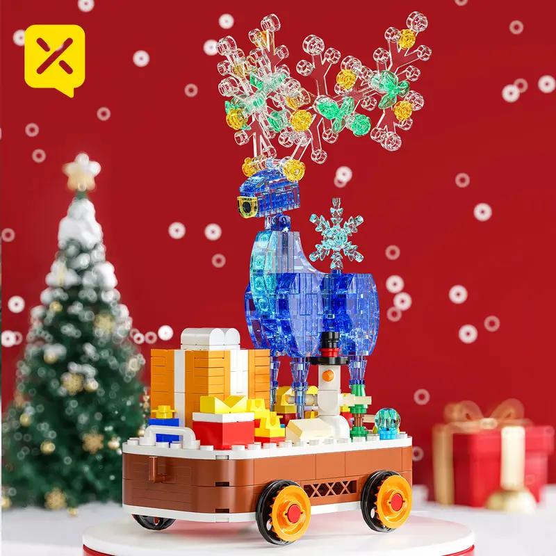 1461 ชิ้น รถไฟคริสต์มาส ฉบับสะสมพร้อมห้องโดยสารขนส่งของขวัญแบบเคลื่อนไหว