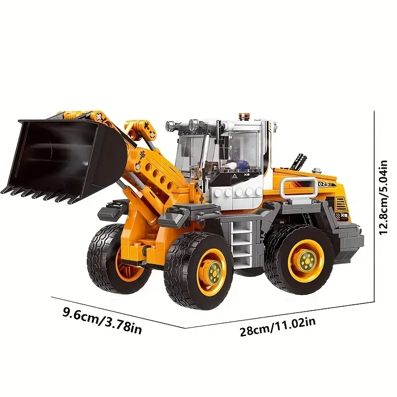 ชุดของเล่นบล็อกสร้างรถขุดสีเหลือง