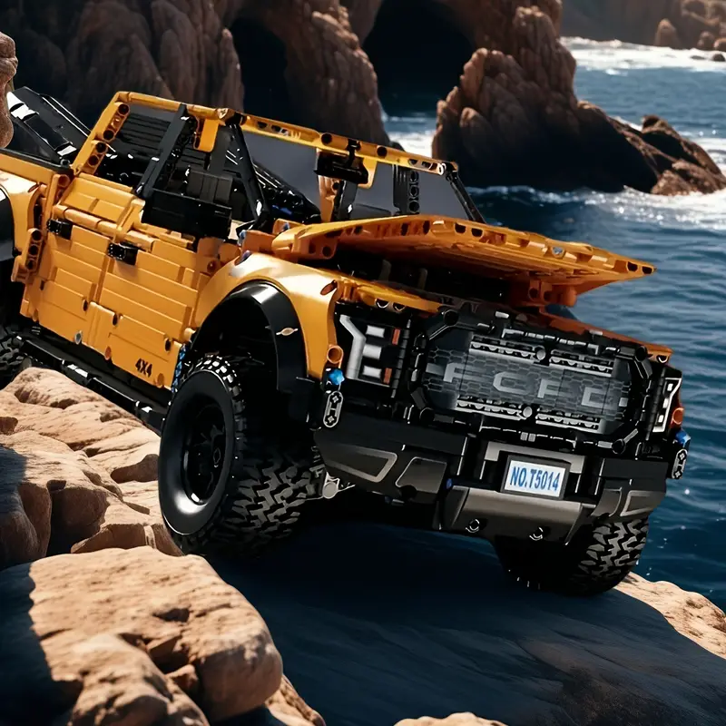 2025 บล็อกตัวต่อรถกระบะสีส้มใหม่, ดีไซน์โดดเด่น, ของเล่นวิศวกรรม DIY ระดับพรีเมียมสำหรับผู้ใหญ่