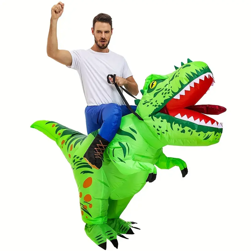 ชุดคอสตูมฮาโลวีน, คาร์นิวัลอีสเตอร์สำหรับผู้ใหญ่, ชุดคอสตูมไดโนเสาร์ขี่มีเข็มขัด, คอสตูมการแสดงรูปทรงไดโนเสาร์ตลก, ไม่ต้องใช้แบตเตอรี่