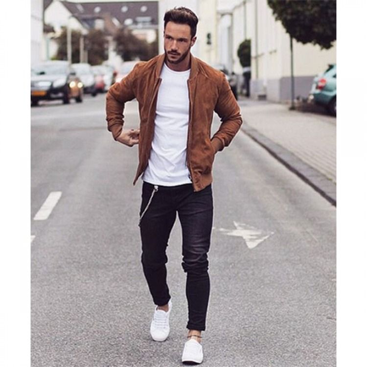 Men's Brown Suede Bomber Jacket