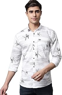 Men's White Printed Casual Shirt
