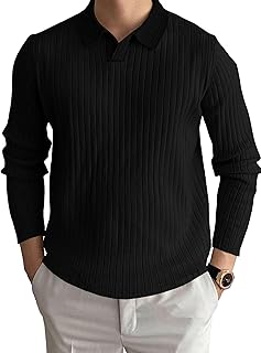 Men's Black Ribbed Knit Sweater