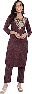 Embroidered Maroon Kurta Set