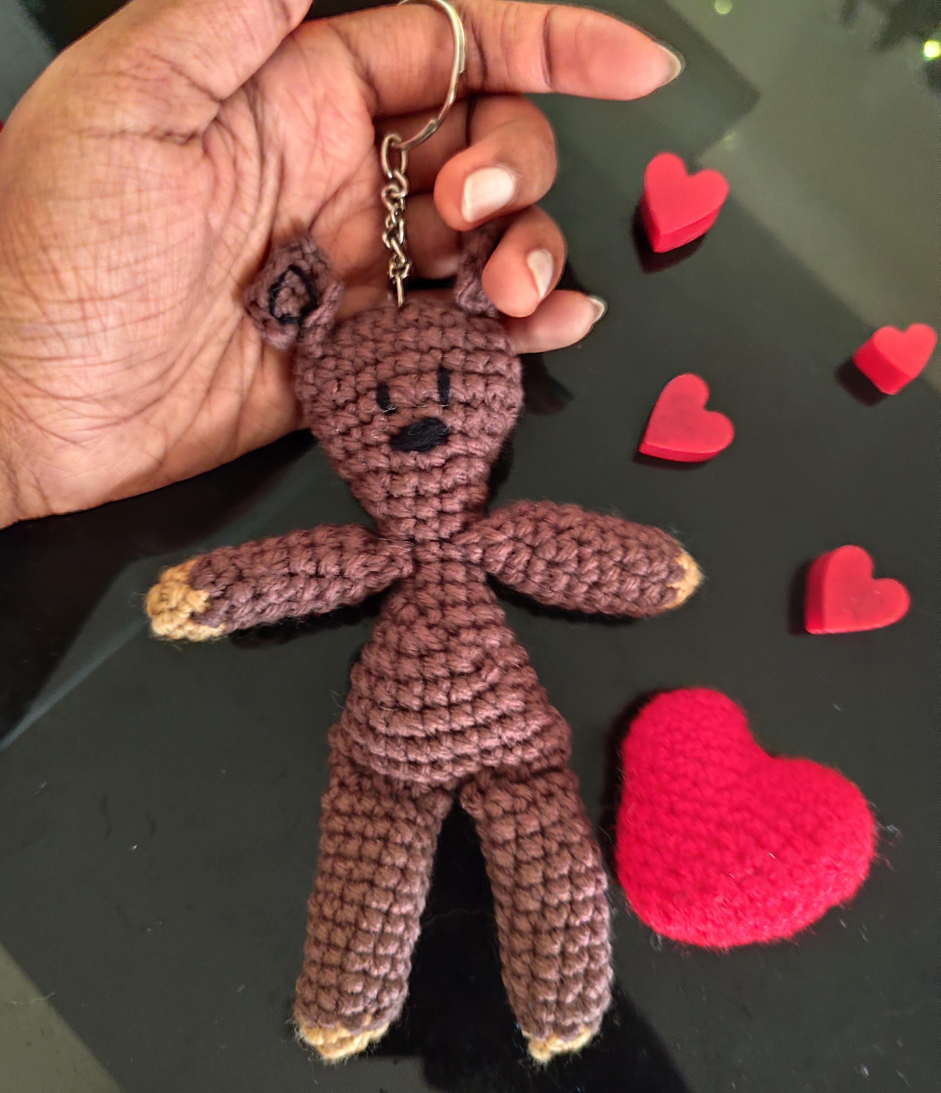 Crochet Bean Bear Keychain