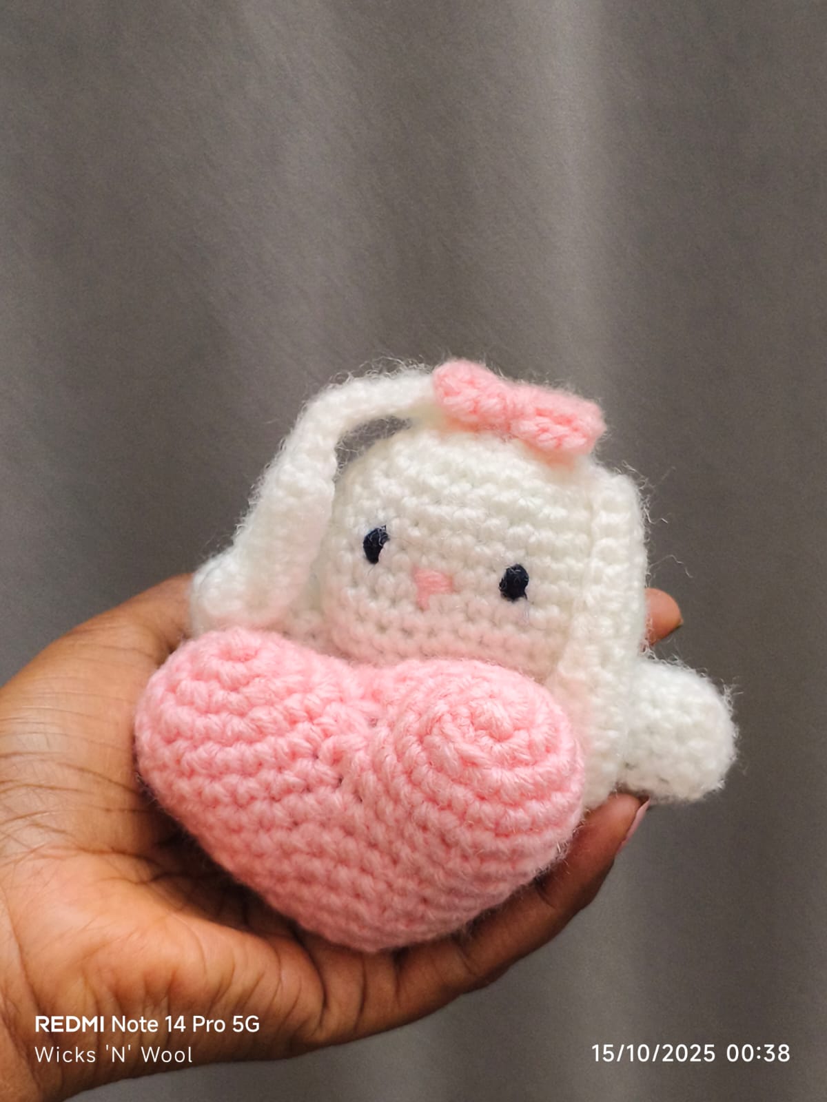 Handmade Crochet Bunny with Heart