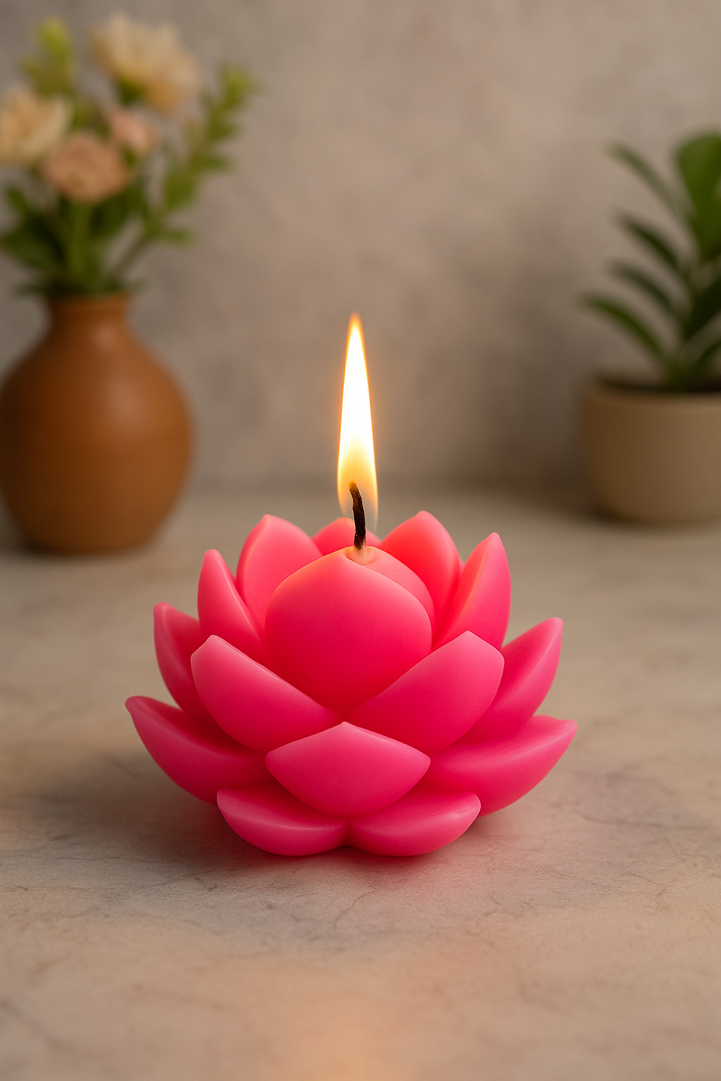 Pink Lotus Flower Candle