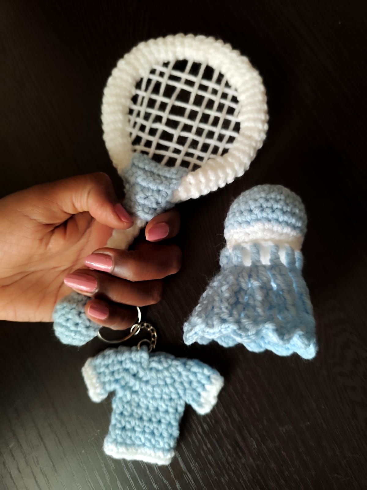 🏸 Crochet badminton racket 🏸 Crochet shuttlecock 👕 Mini jersey keychain