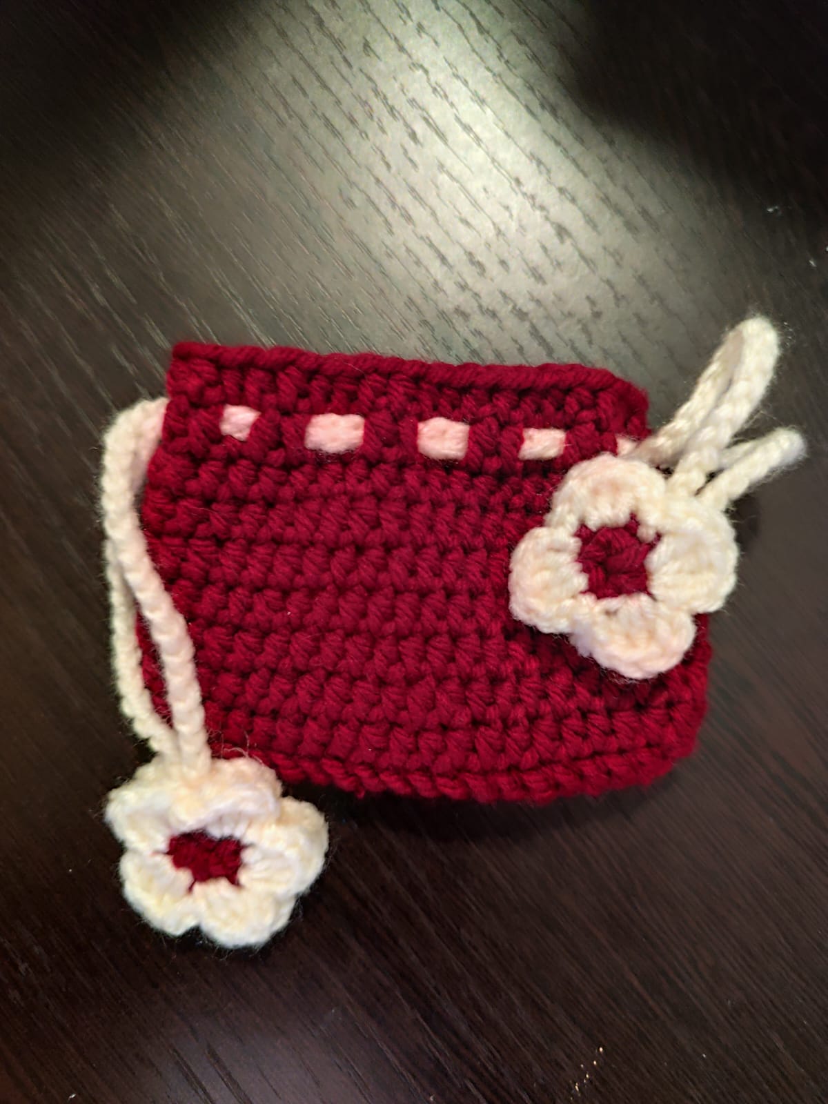 Handmade Crochet Drawstring Bag