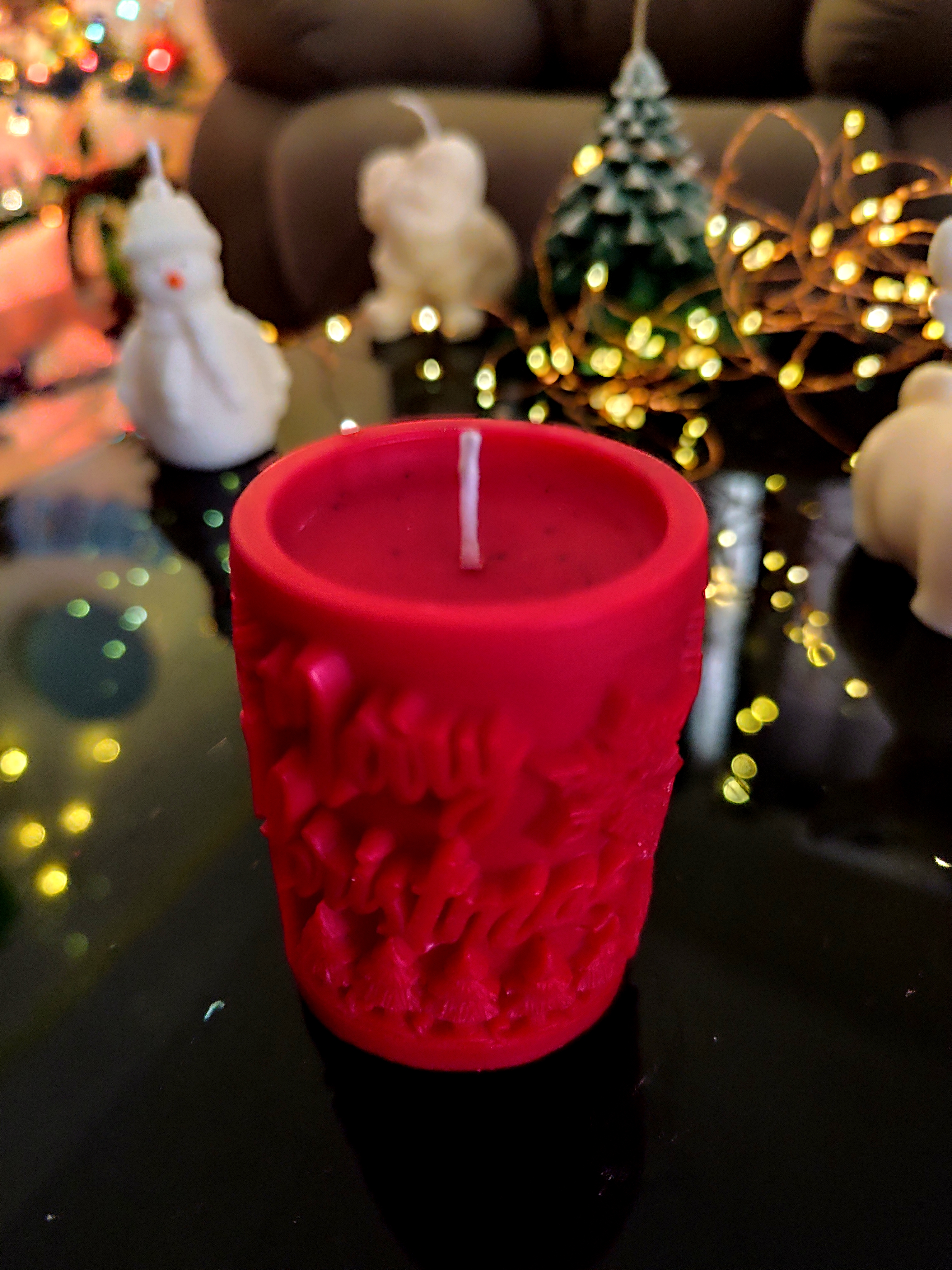 Red Merry Christmas Candle