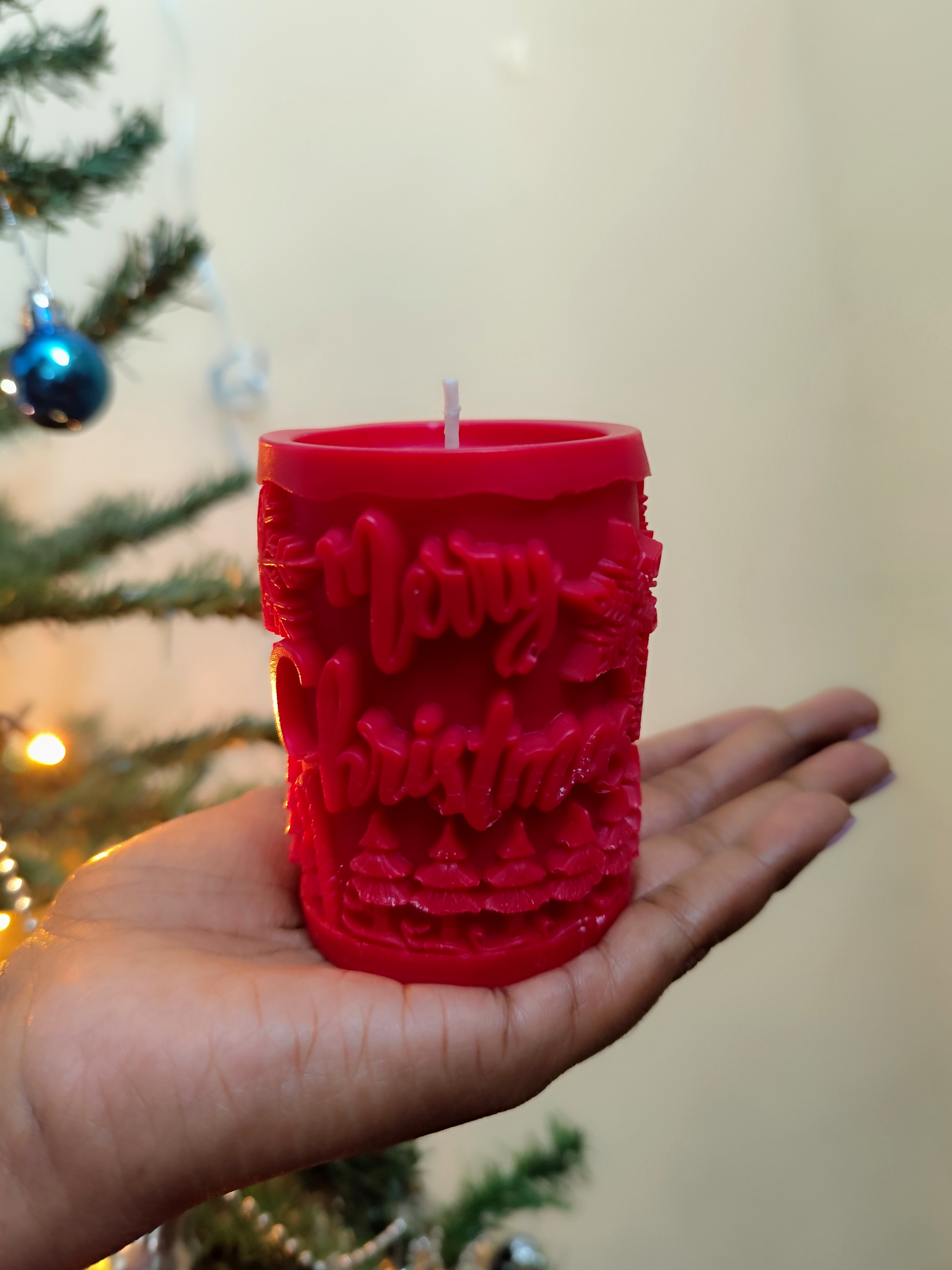 Red Merry Christmas Candle