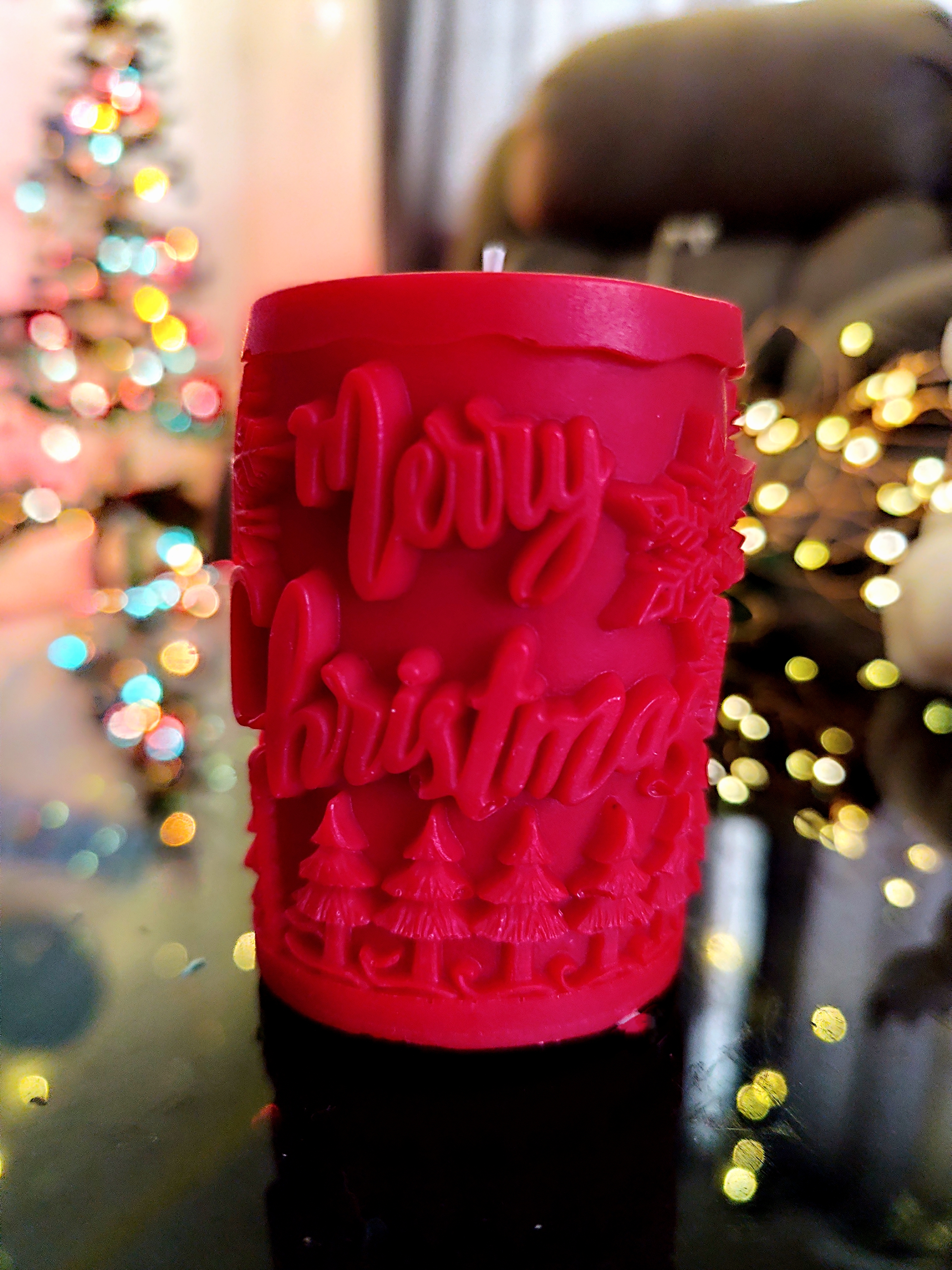 Red Merry Christmas Candle