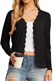 Women's Black Scalloped Cardigan
