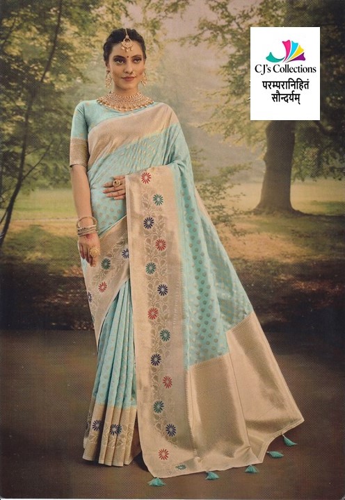 Elegant Light Blue Silk Saree