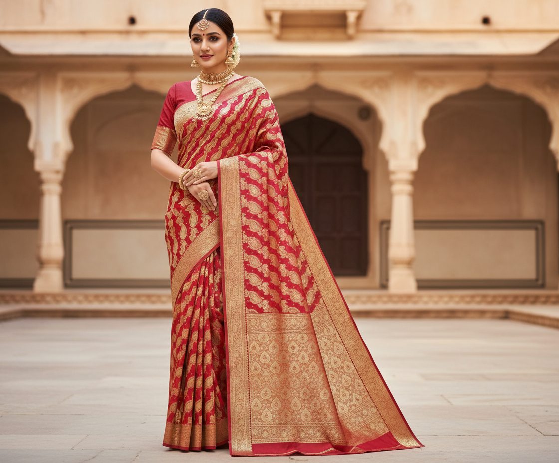 Traditional Red Banarasi Silk Saree