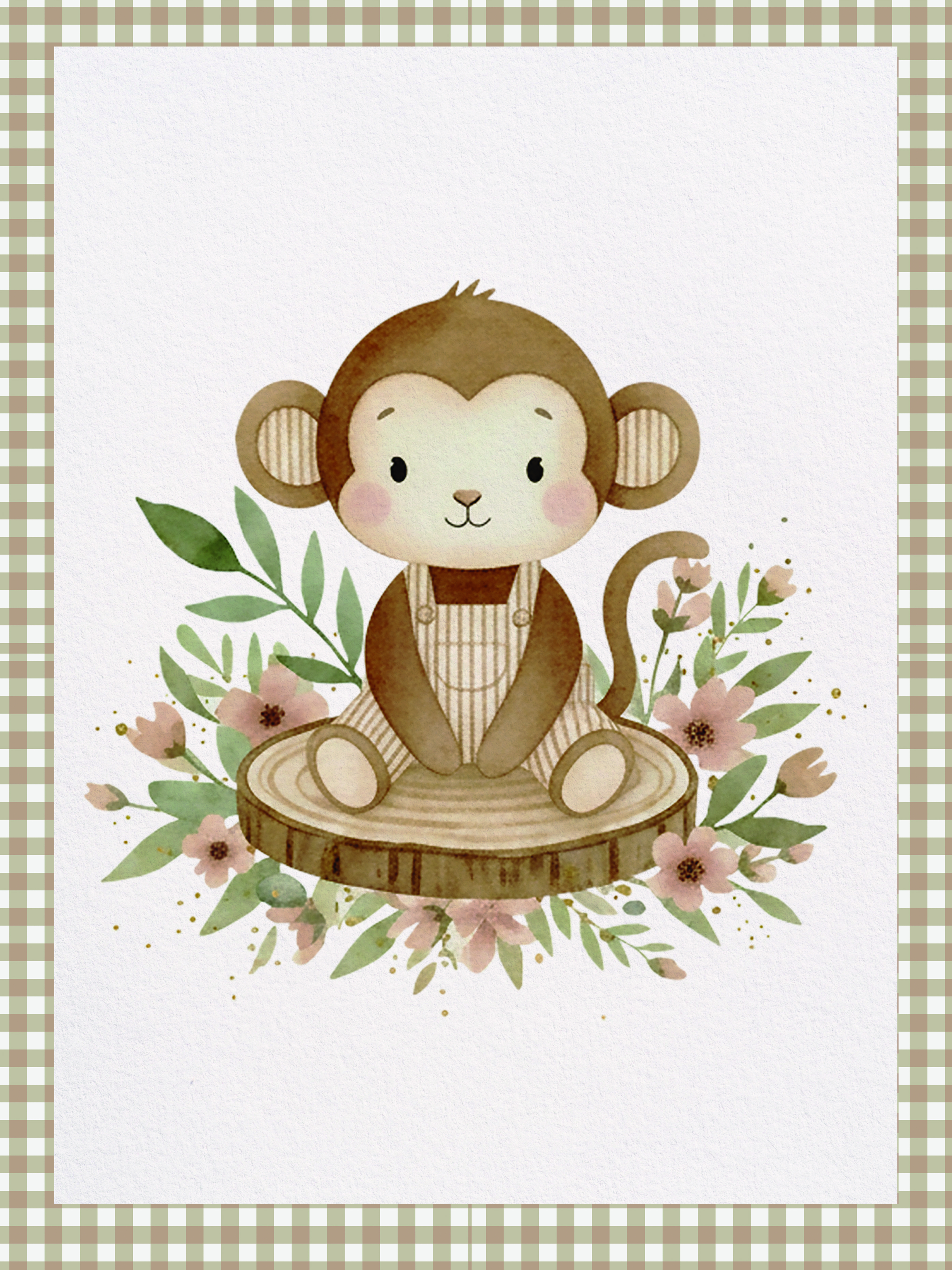 Lámina Infantil monito | Acuarela