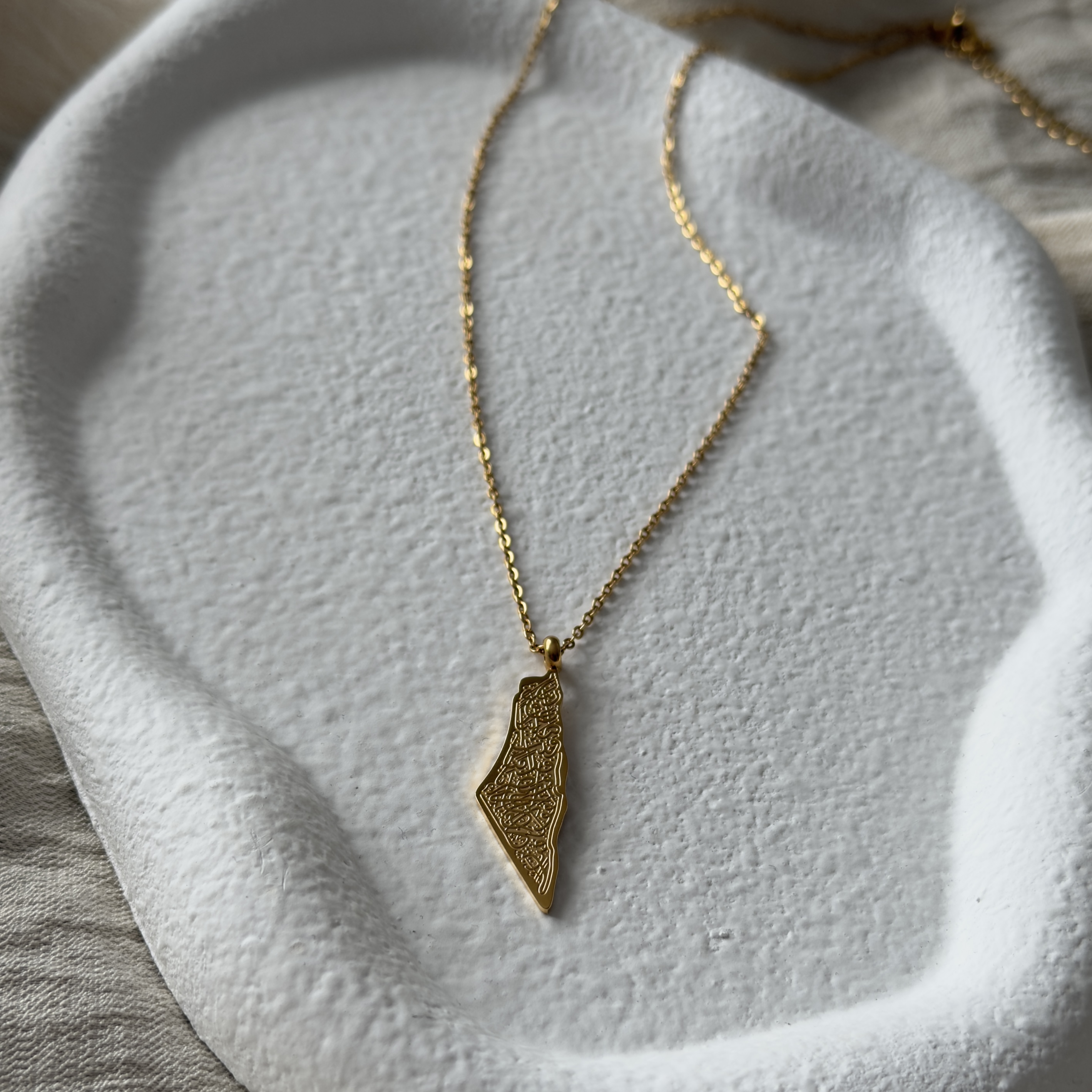 Collier Carte Palestine Ayat al-Kursi Or