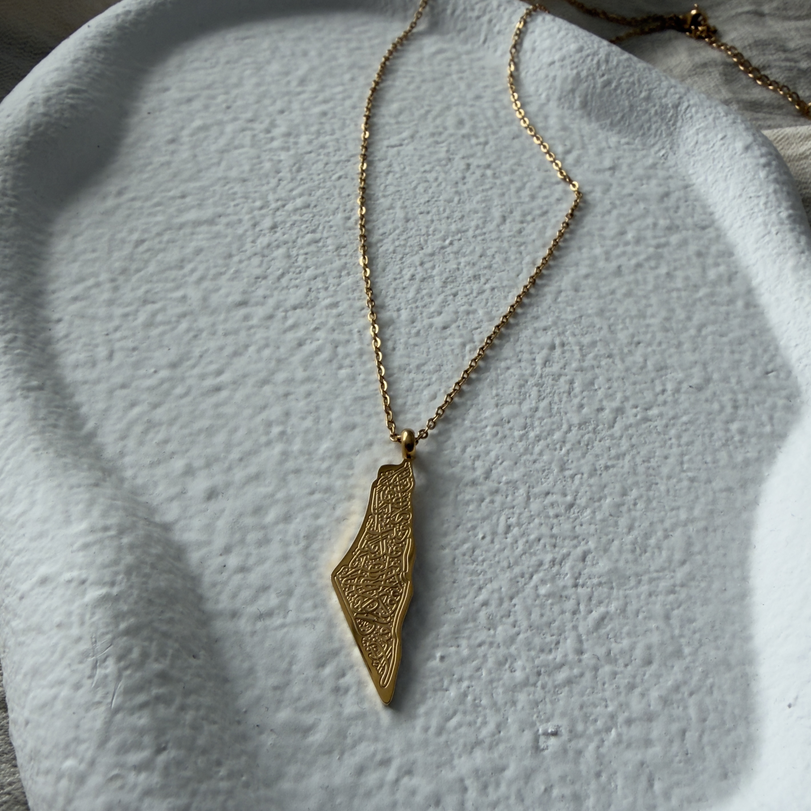 Collier Carte Palestine Ayat al-Kursi Or