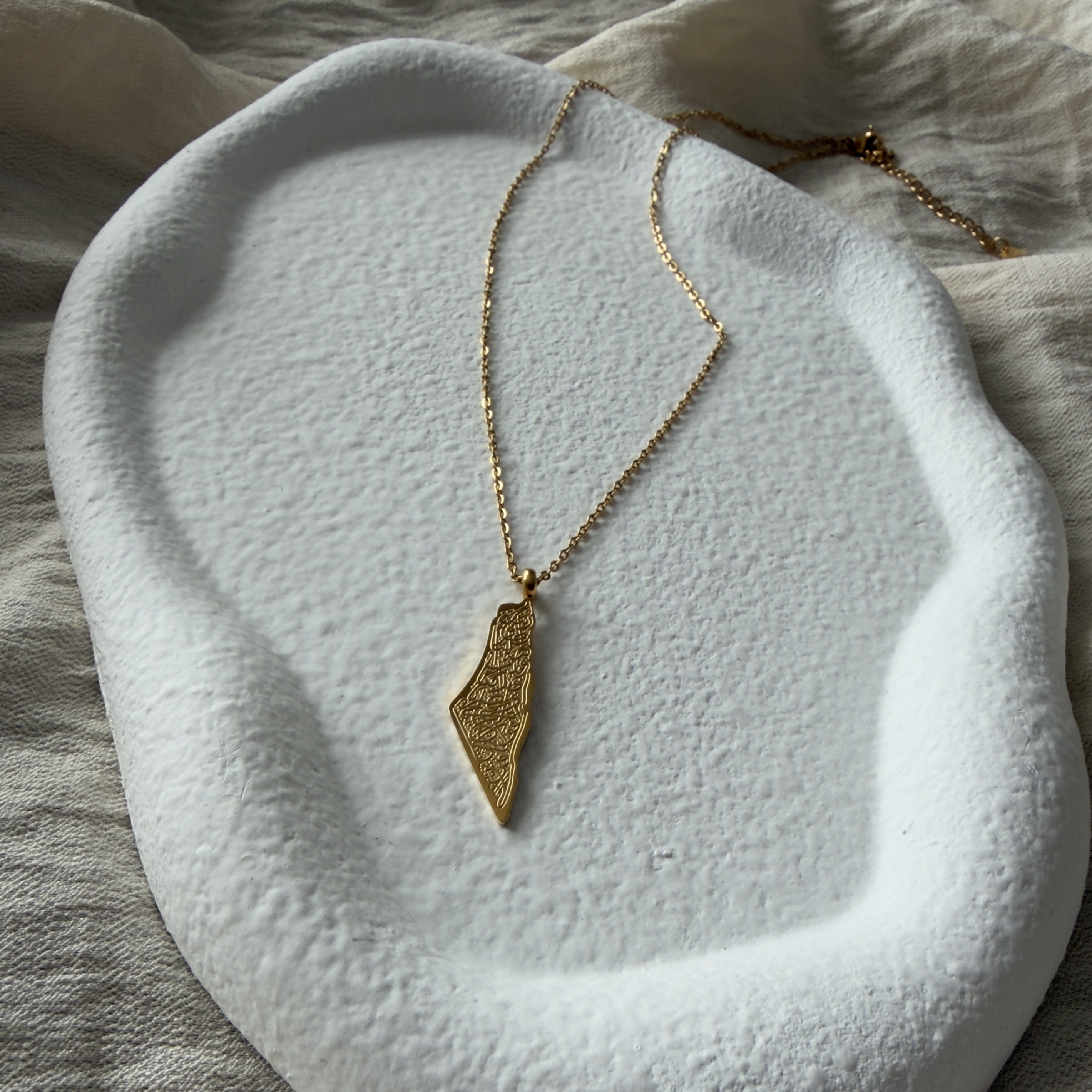 Collier Carte Palestine Ayat al-Kursi Or