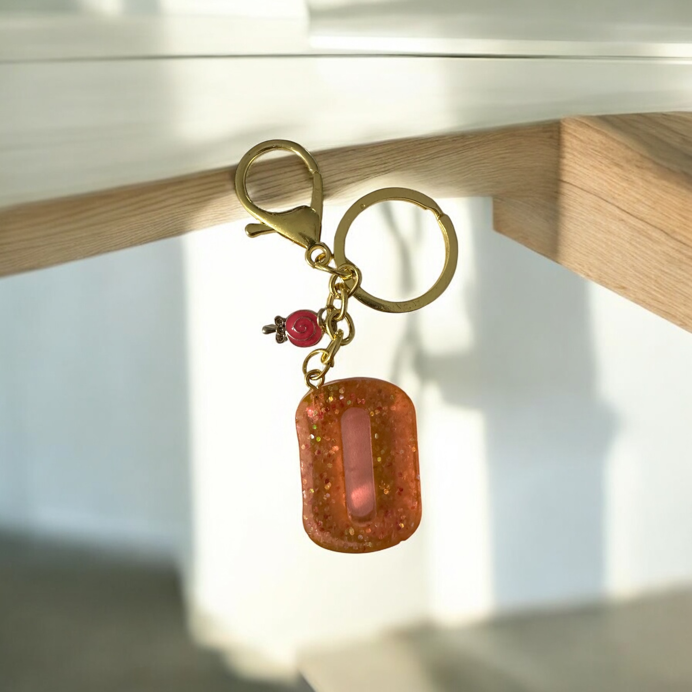 Number 0 Glitter Keychain