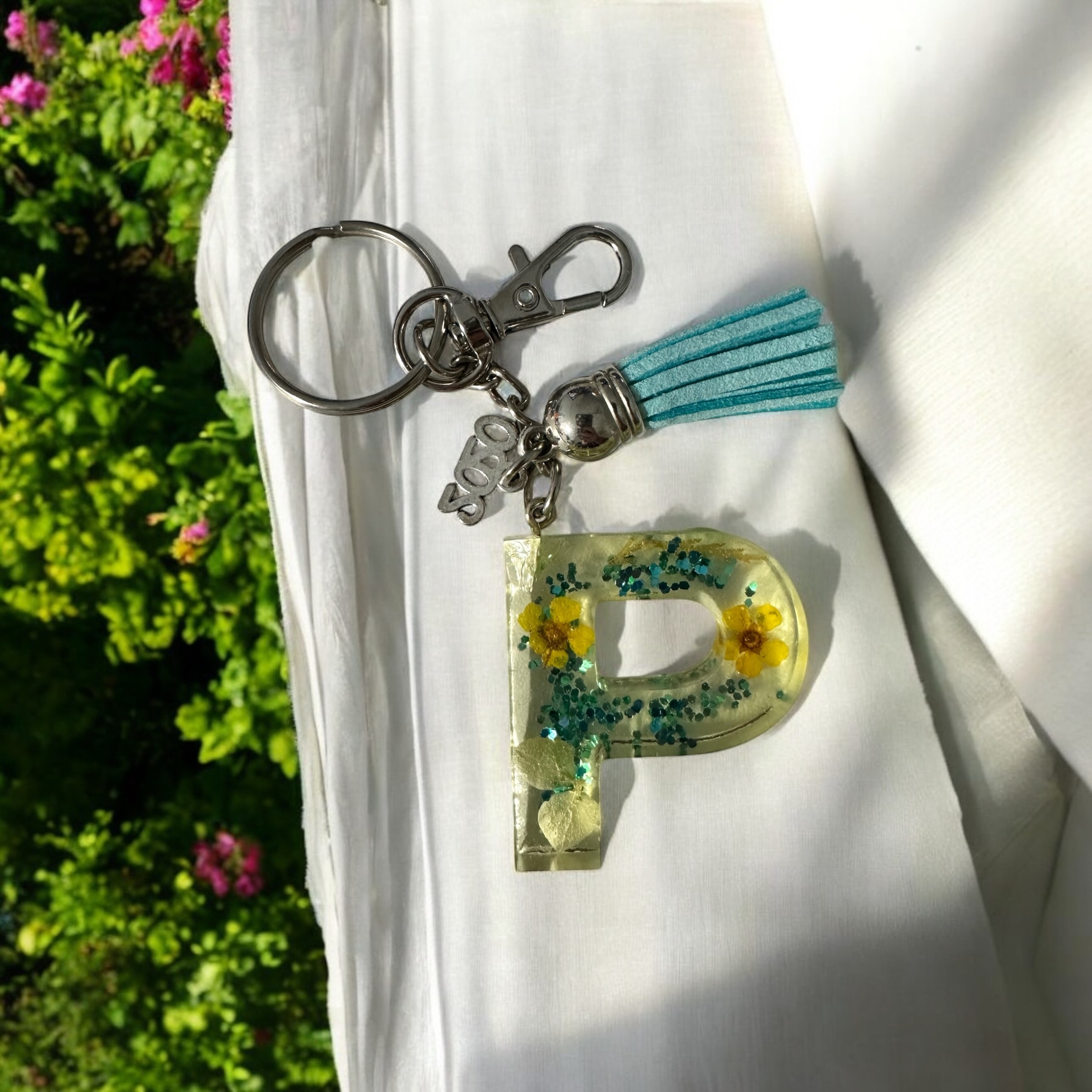Resin Letter P Keychain