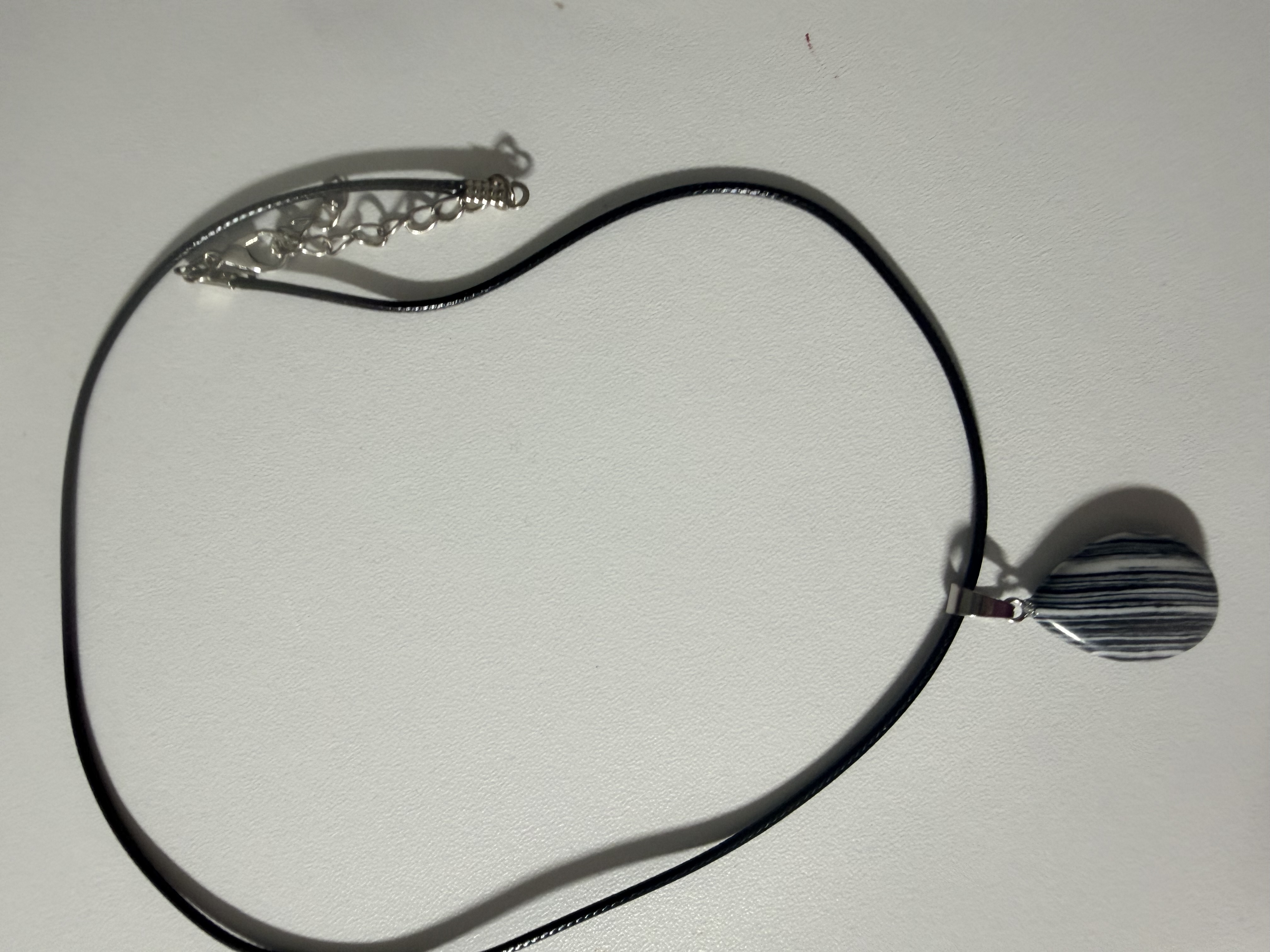 Gray Striped Stone Teardrop Pendant