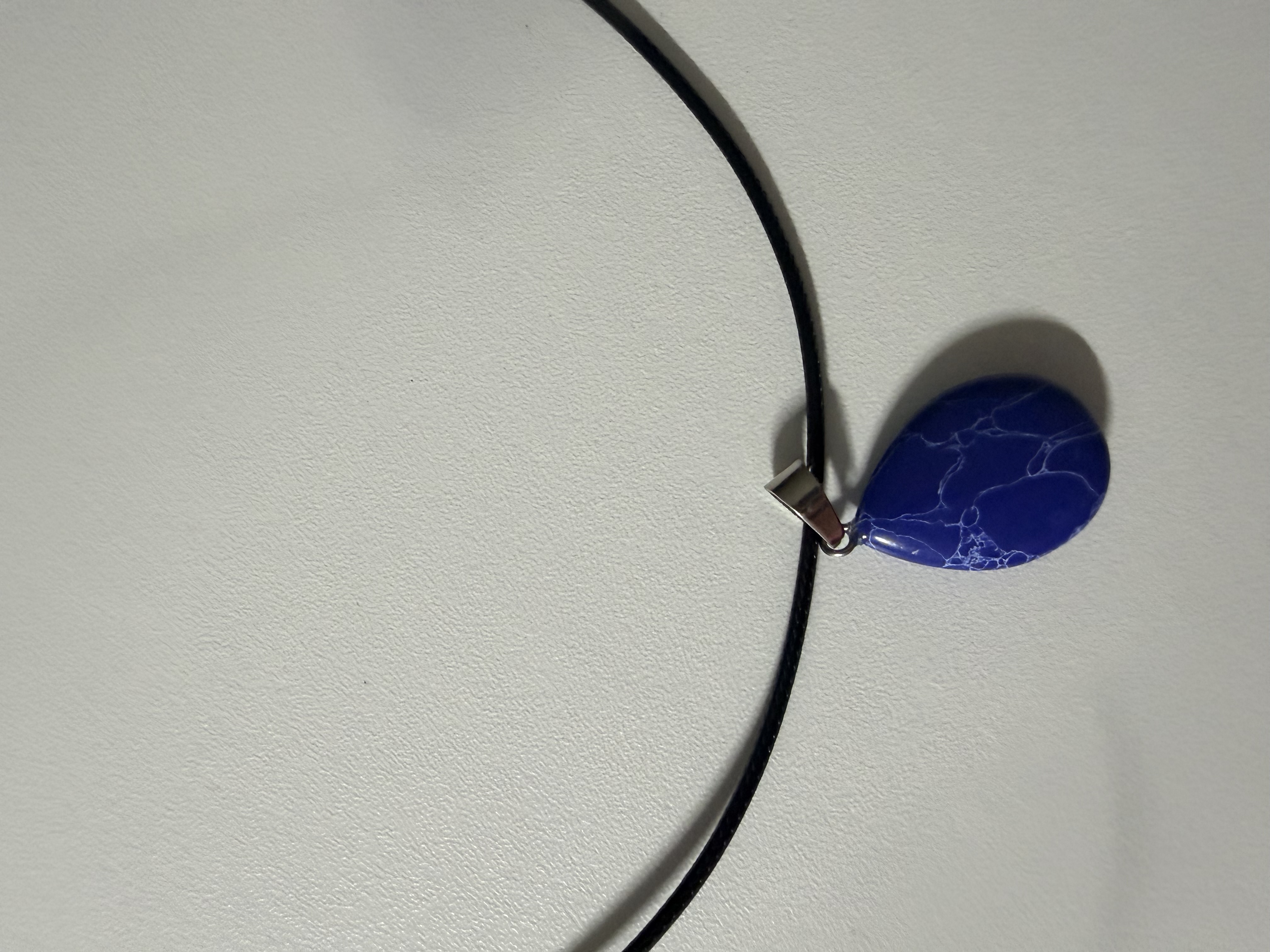 Blue Crackle Stone Teardrop Pendant