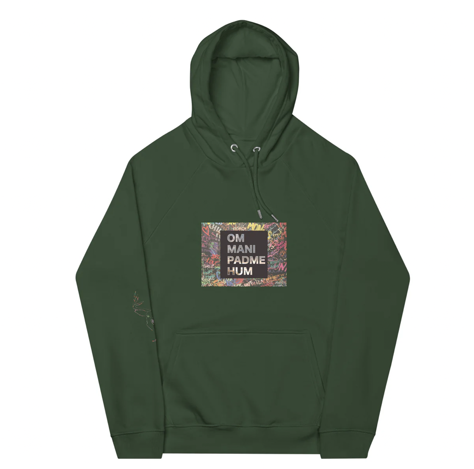 Sudadera unisex ecológica con capucha | Mantra budista tibetano de la Compasión