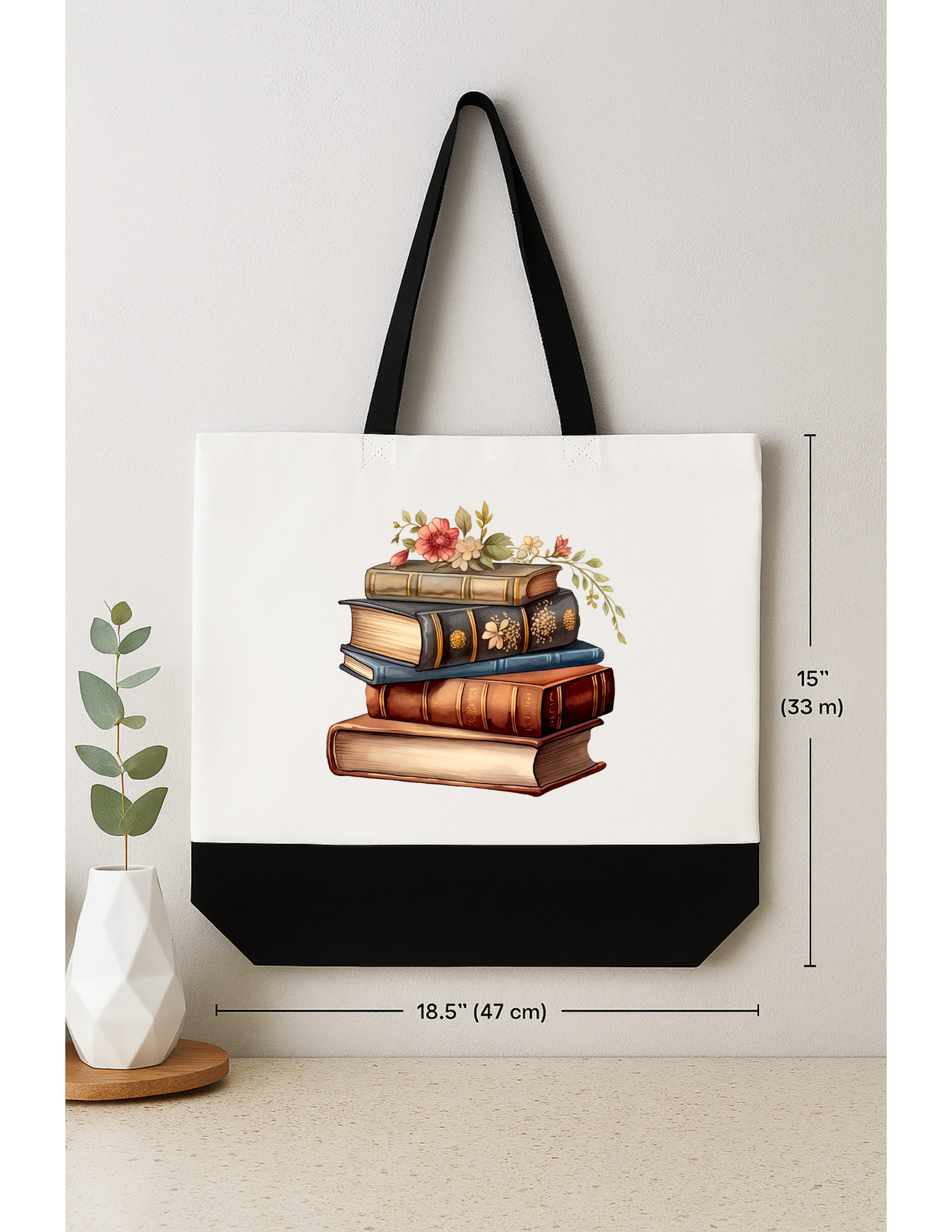 Vintage Book Stack Tote Bag